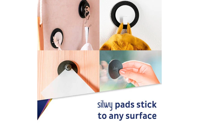 Silwy Clever Magnetic Hook Incl. Metal Nano Gel Pad 5 Cm 2 Pcs. Noir – Image 7
