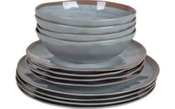 Bo-Camp Ensemble De Vaisselle En Mélamine 12 Pièces Bleu / Marron