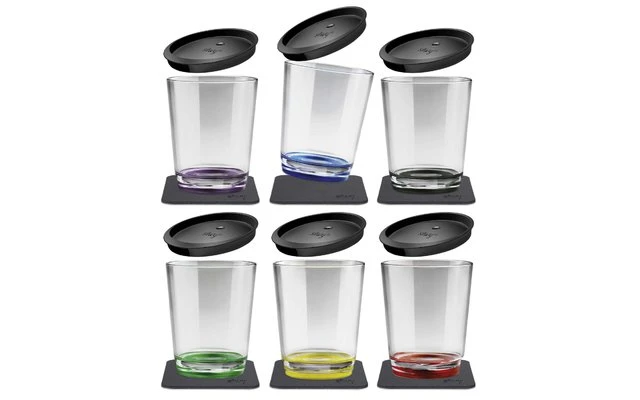 Silwy Set De Gobelets Magnétiques En Plastique Avec Couvercle Et Dessous De Verre En Gel Métallique 6 Pièces – Image 3
