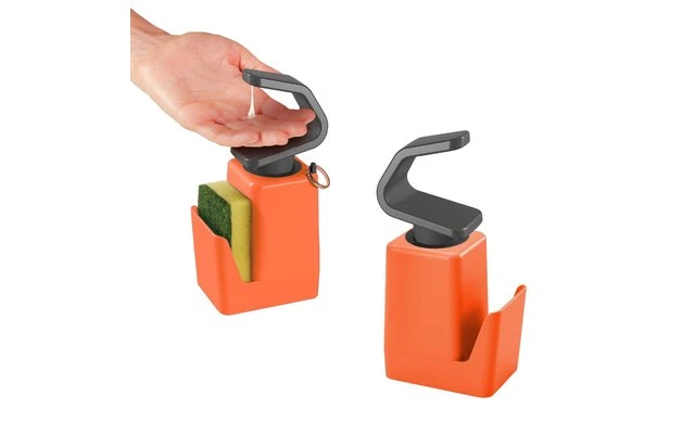 Metaltex Soap Tex Distributeur De Savon, Y Compris éponge Et Support D'anneau Orange 400 Ml – Image 6