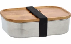 Berger Boîte En Acier Inoxydable Avec Couvercle En Bambou Et Bande élastique 800 Ml