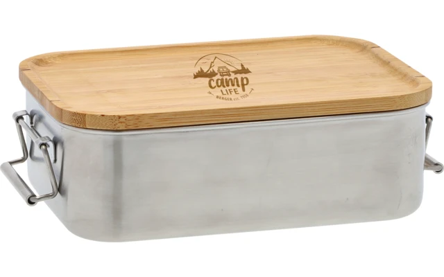 Berger Boîte En Acier Inoxydable Avec Couvercle En Bambou Et Anse 800 Ml – Image 2